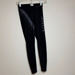 Nike Kids Black Leggings with Gray Stripe